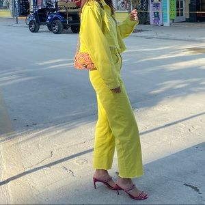 Vintage Reclaim Yellow Crop Denim Jacket and Jeans